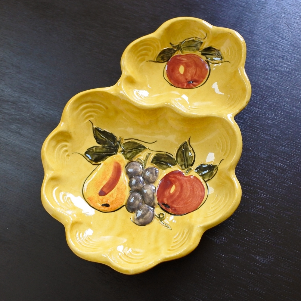 Vintage 1960s Maurice of California USA Art Pottery Chip & Dip Serving Dish